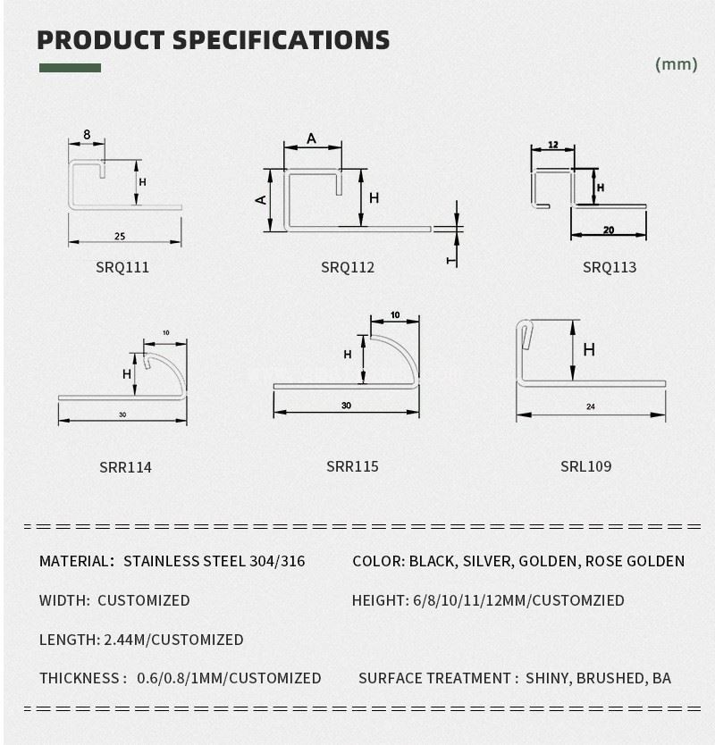 06 size of cheap tile corner strip